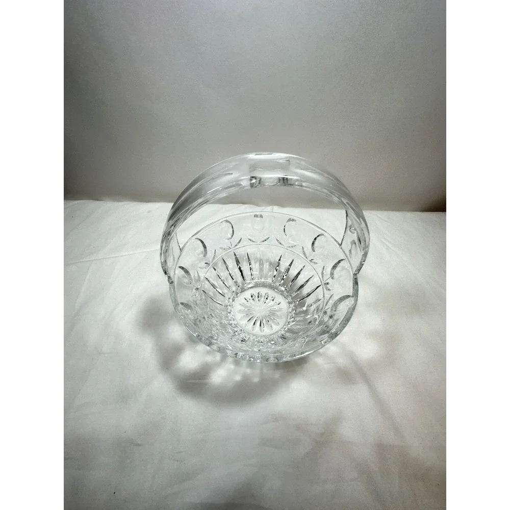 Block Crystal Cut Lead Handled‎ Small Decorative Basket